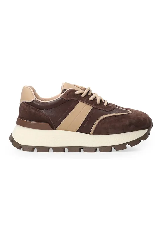Pantofi sport flatform din piele intoarsa