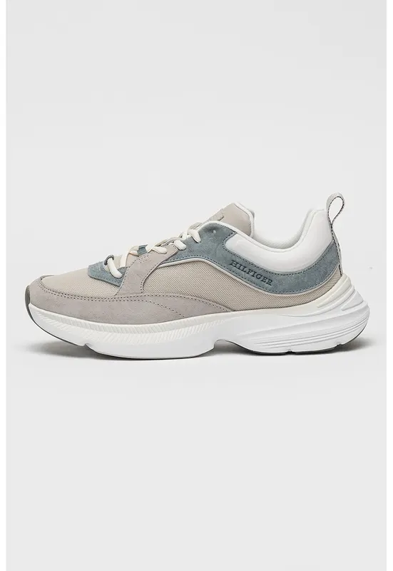 Pantofi sport cu insertii din piele intoarsa Dynafast - Albastru prafuit/Grej