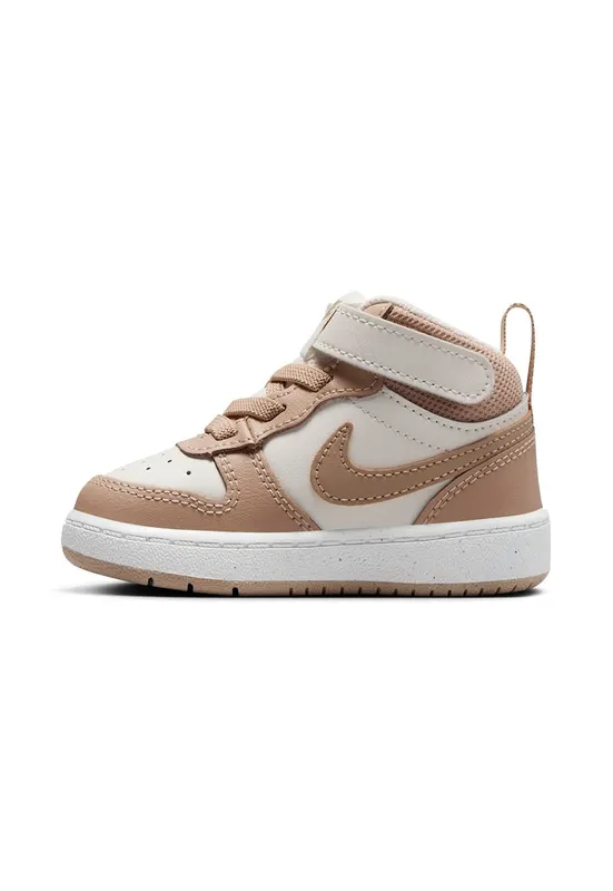 Pantofi sport Court Borough Mid 2 din piele si material textil cu logo - Maro deschis/Alb murdar