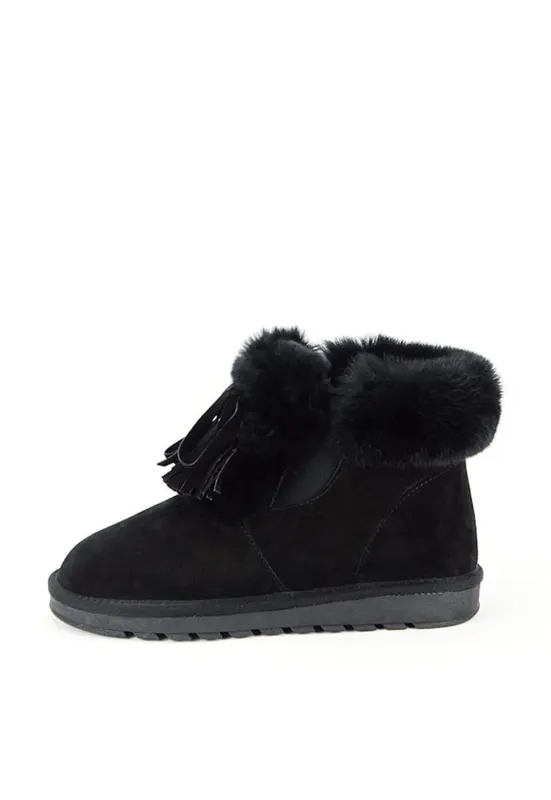 Ghete din piele naturala negre cu blanita 603 114 14115 - Negru