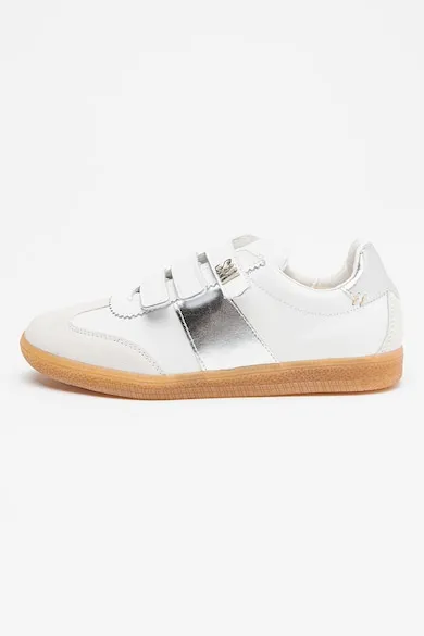 Pantofi sport cu model uni si velcro Eileen - Alb/Argintiu