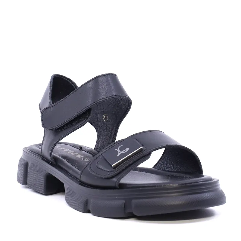 Sandale femei Luca di Gioia negre din piele cu logo 1291DS9442N — imaginea 2
