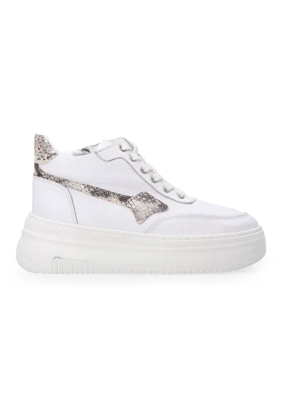 Pantofi sport din piele naturala neteda cu talpa wedge