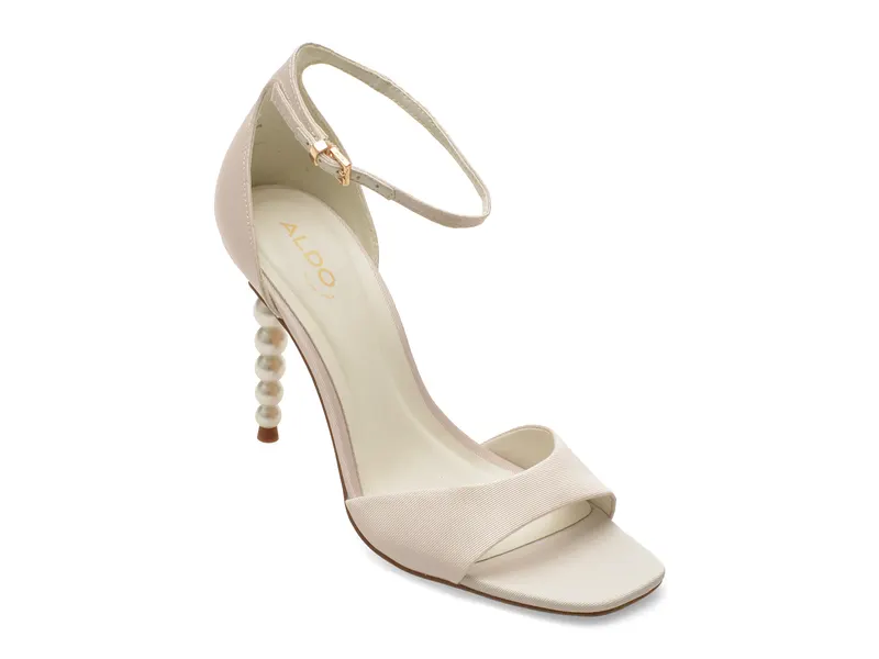 Sandale elegante ALDO albe, PEARLETTA 121, din material textil