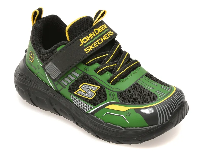 Pantofi sport SKECHERS verzi, SKECH TRACKS, din piele ecologica