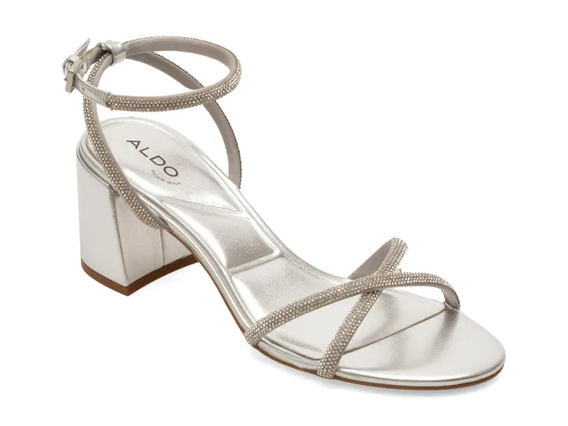 Sandale elegante ALDO argintii, BOUCLIETTE 040, din piele ecologica