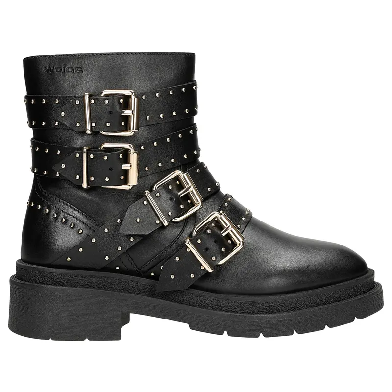 Botine negre cu nituri argintii dame
