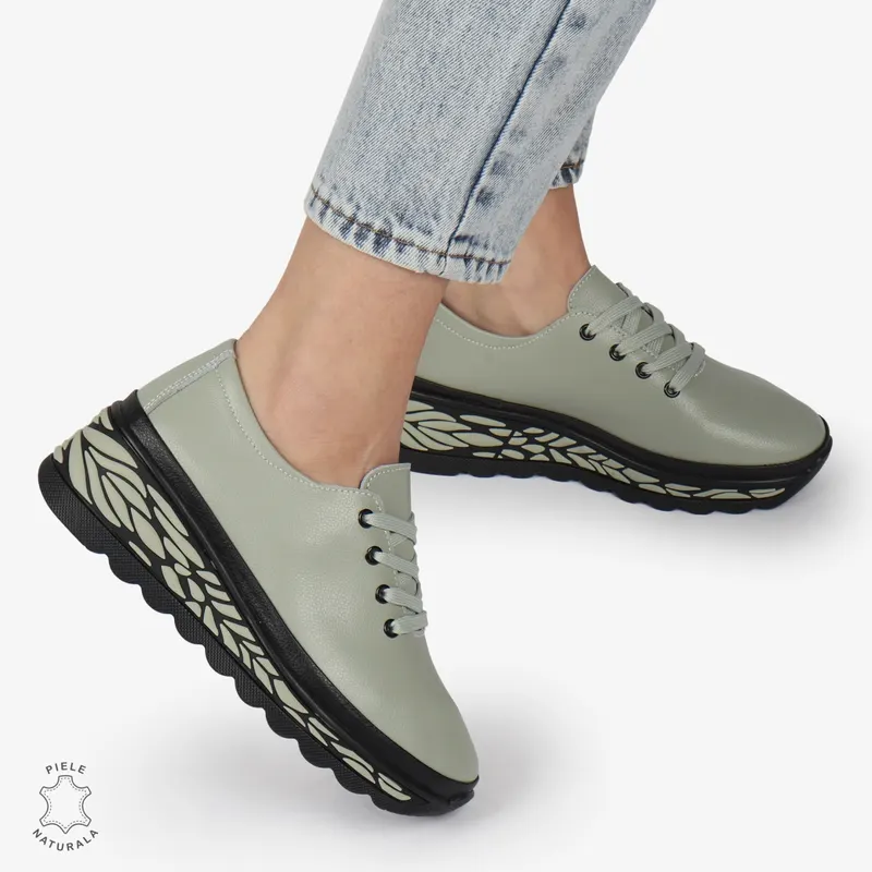 Pantofi Casual dama din Piele naturala CU DESIGN PE TALPA SIRET CRL1345 BRAILA