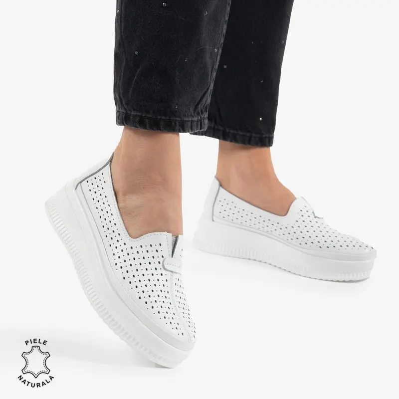 BALERINI dama din Piele Naturala CRL0861 ALB