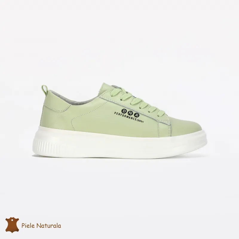 Pantofi Casual de dama din Piele naturala cu talpa groasa CRL0494 Verde