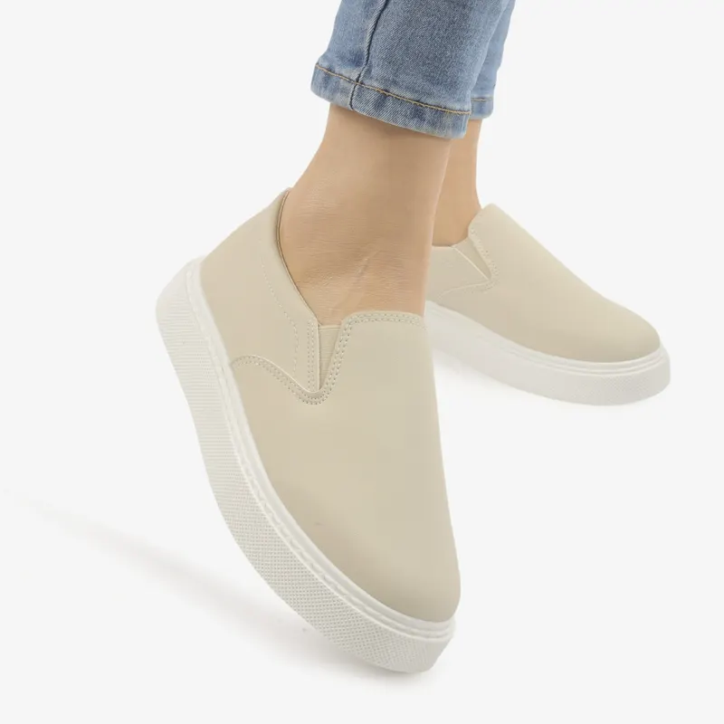 MOCASINI din PIELE ECOLOGICA CRL0965 CULOARE: BEJ