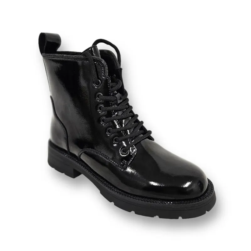 GHETE DAMA din PIELE NATURALA LUCIOASA CRL0896 CULOARE:NEGRU