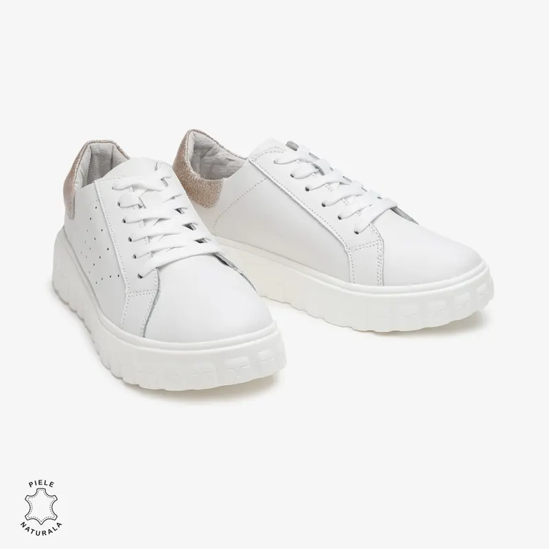 Pantofi Casual din Piele Naturala CRL0680 ALB