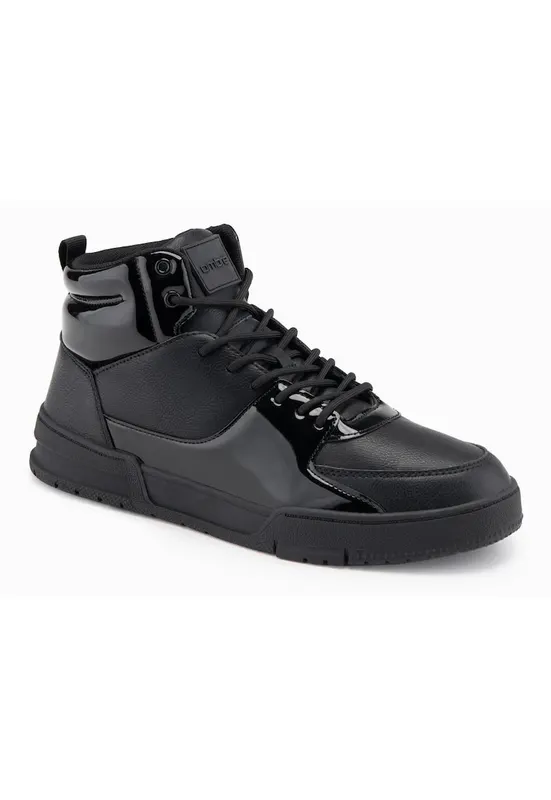 Tenisi inalti cu detalii stralucitoare OM-FOSH-0178 - Negru