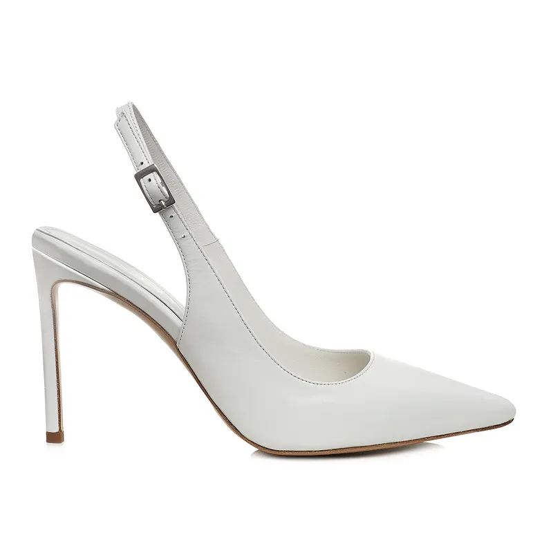 Pantofi Lavinia Piele Lacuita, Albi - Premium Collection