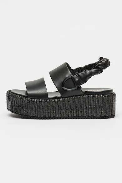 Sandale wedge din piele ecologica Opal - Negru