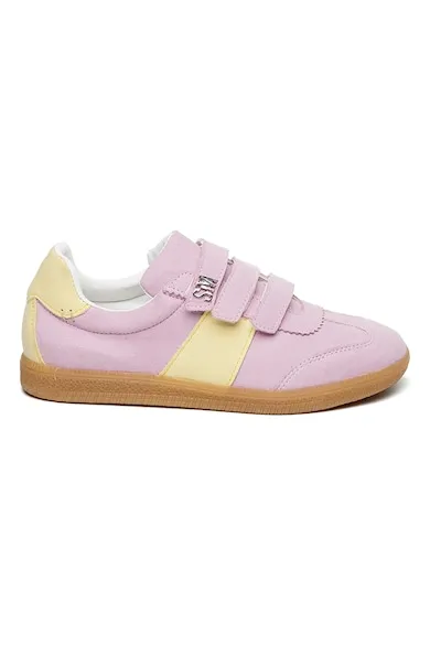 Pantofi sport cu model uni si velcro Eileen - Galben pal/Lila/Caramel