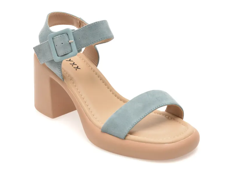 Sandale elegante albastre, JL65, din piele intoarsa