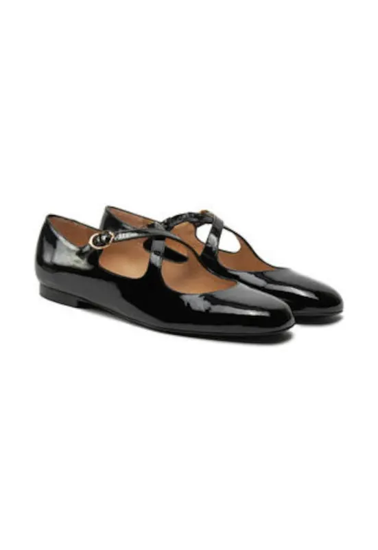 Balerini dama - piele lacuita - negru -