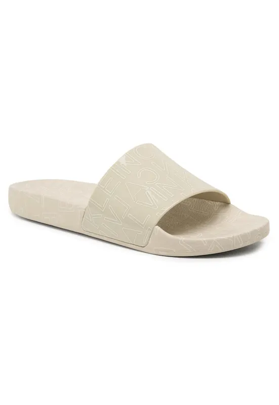Papuci barbatesti - bej - plastic