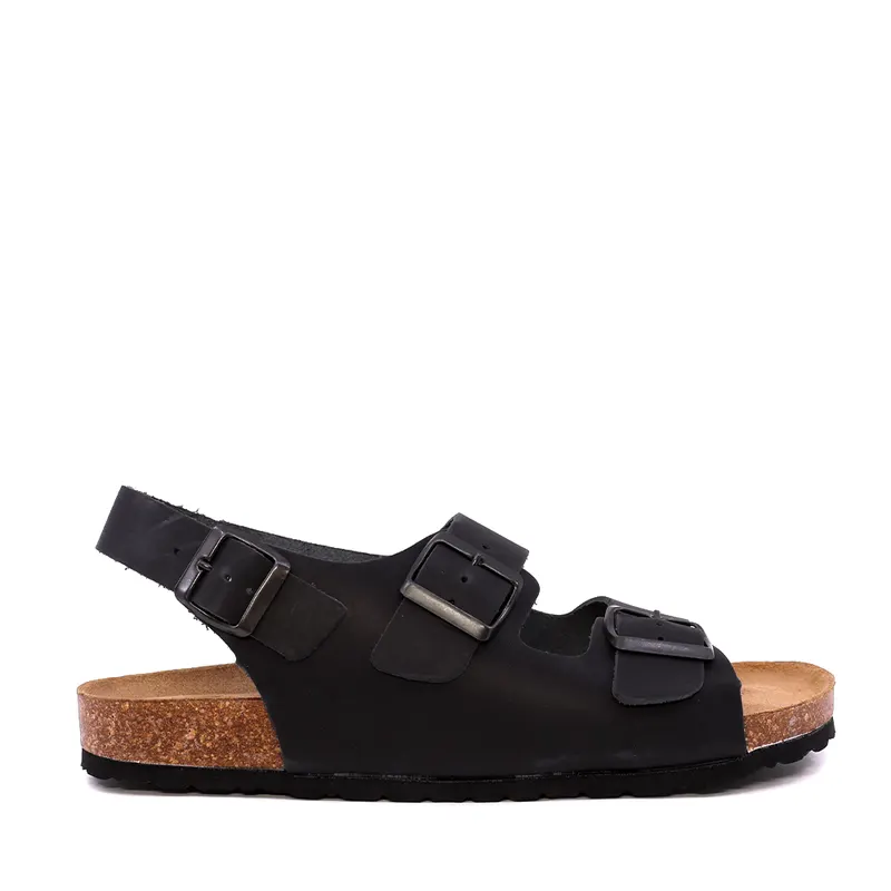Sandale reglabile bărbați negre din piele 2619bs9539n