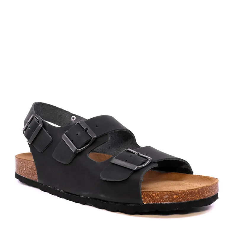 Sandale reglabile bărbați negre din piele 2619bs9539n — imaginea 2