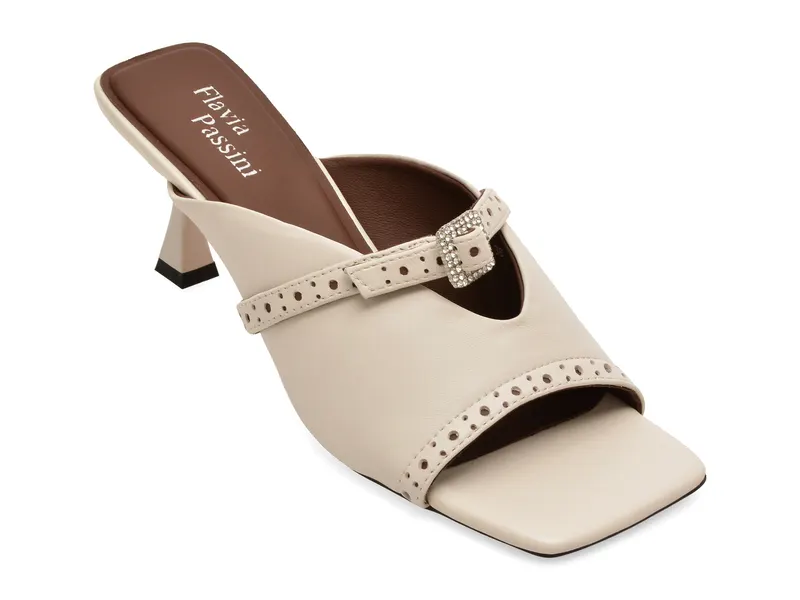 Papuci eleganti FLAVIA PASSINI albi, L633, din piele naturala