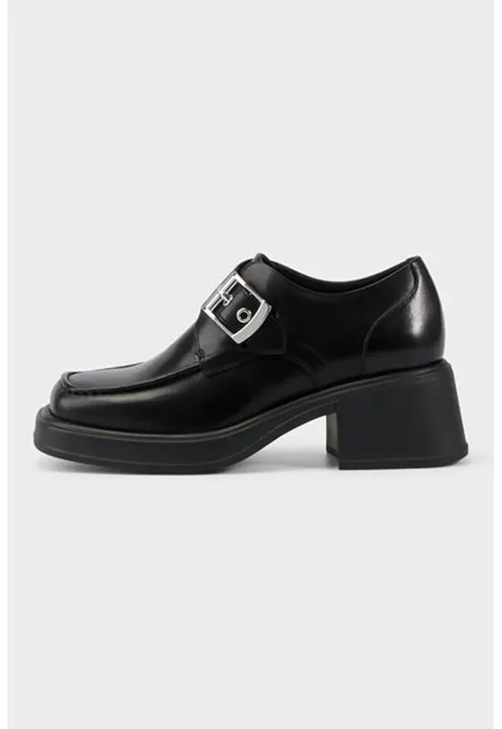 Pantofi de piele cu toc masiv - Negru