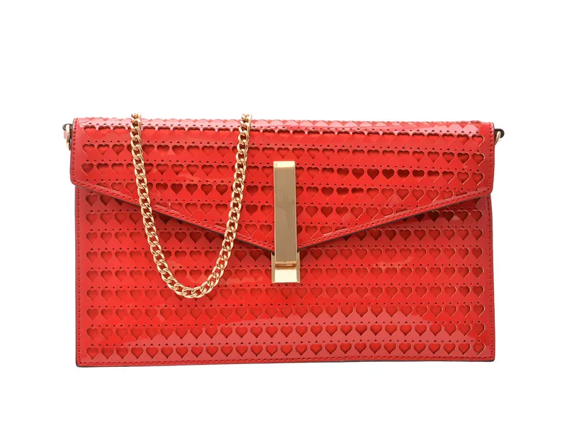 Geanta rosie, LOVECLUTCH 600, din piele ecologica