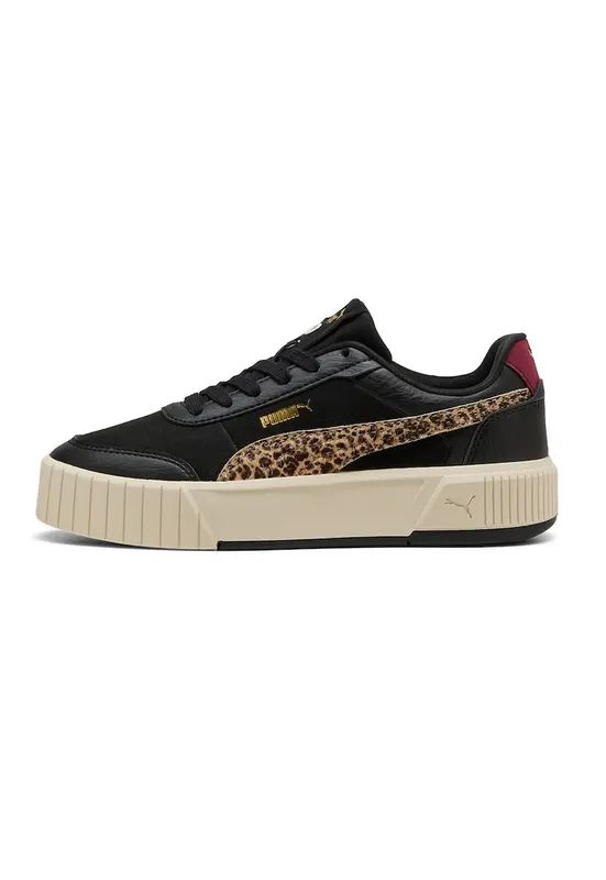 Pantofi sport Carina Mia Animal Flair din piele ecologica - Negru/Maro/Rosu inchis