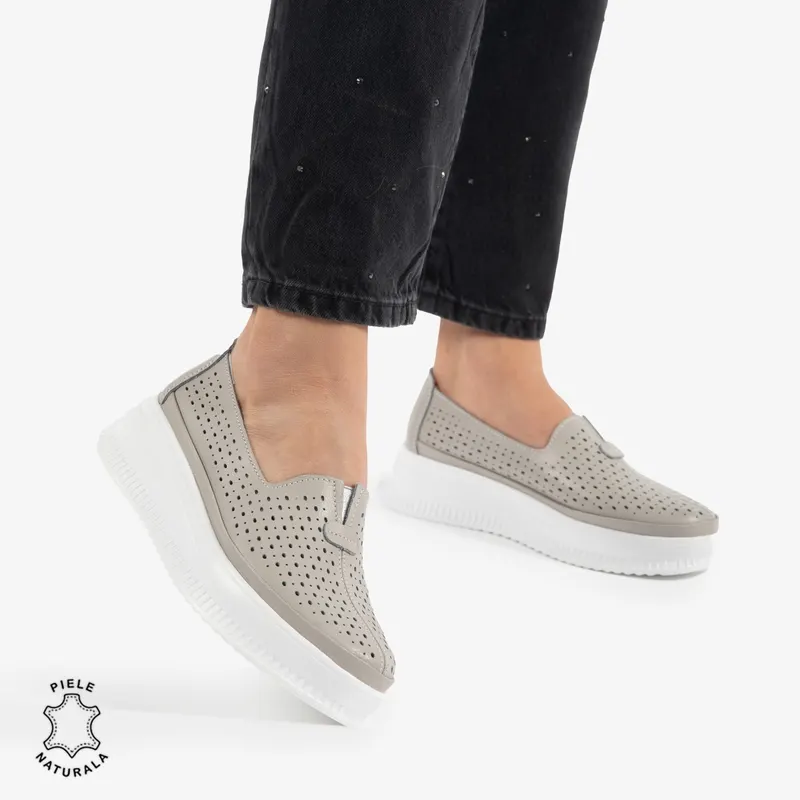 BALERINI dama din Piele Naturala CRL0861 GRI