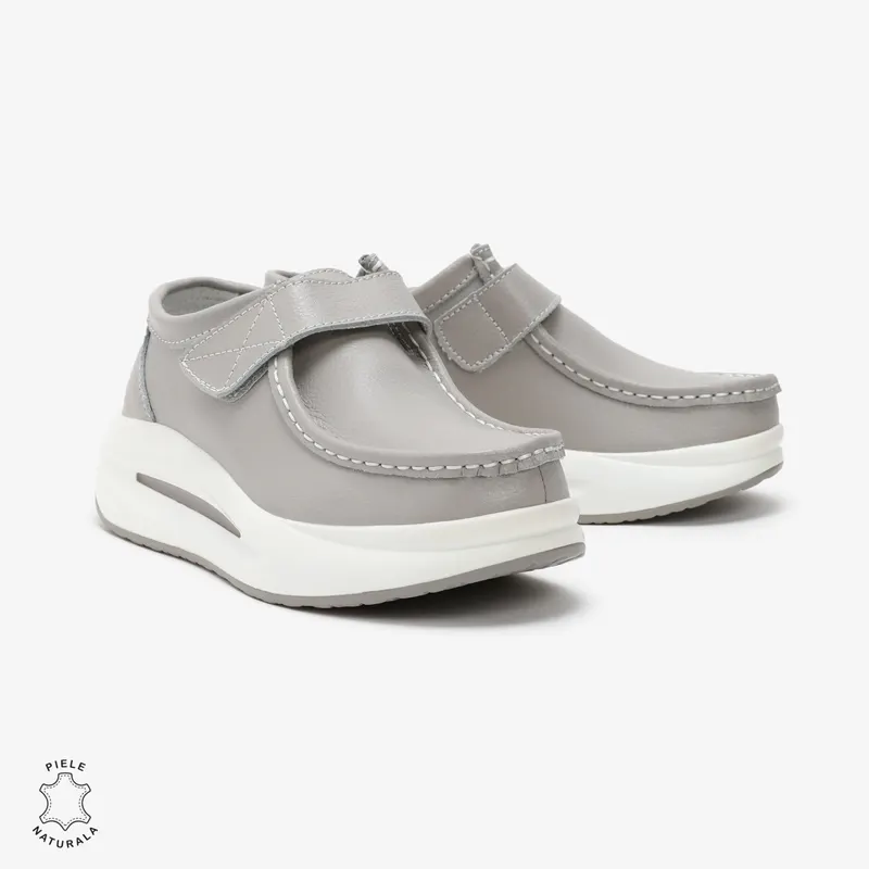 Pantofi Casual de dama din Piele Naturala CRL0570 GRI