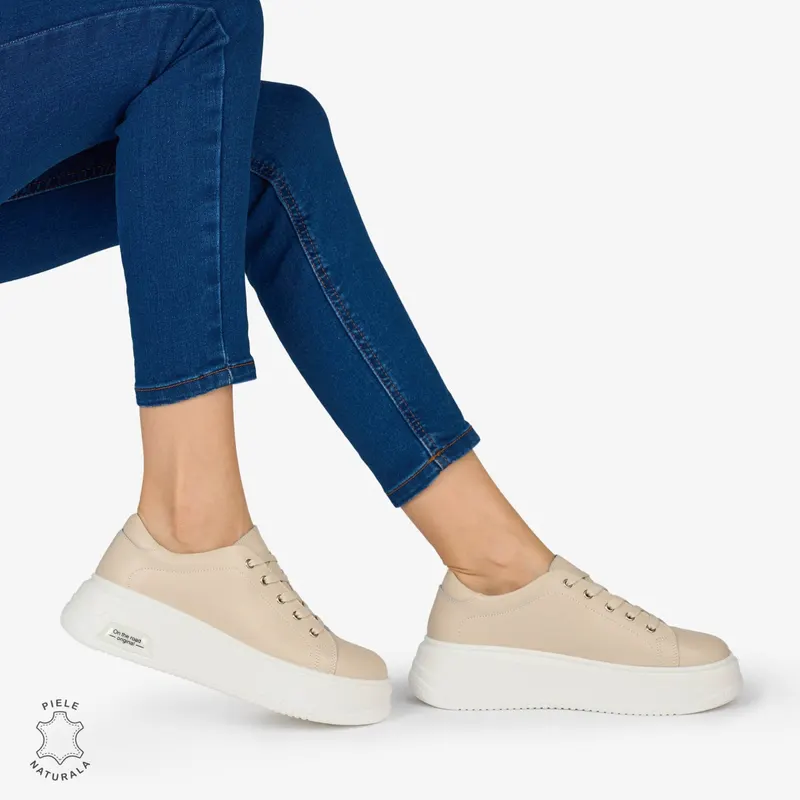 PANTOFI CASUAL Dama Piele Naturala CRL1054 Culoare: BEJ