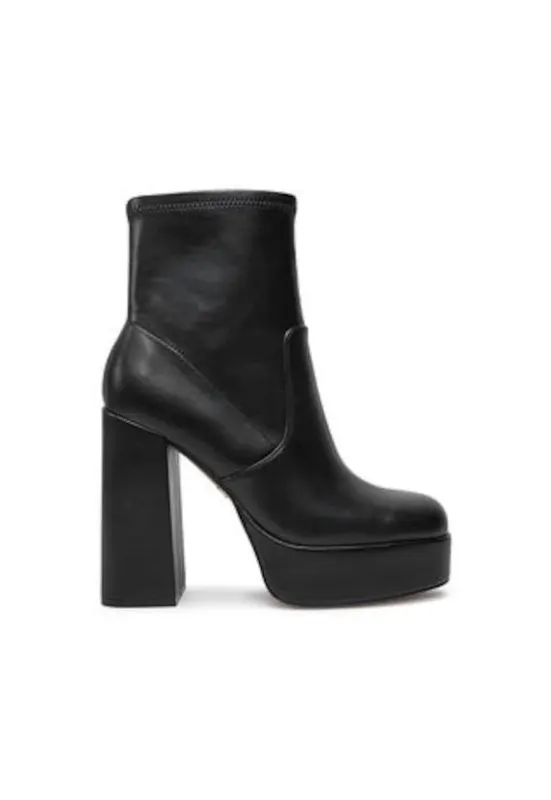 Botine dama - piele ecologica - negru - toc inalt