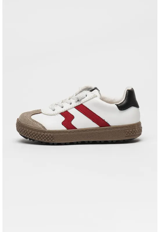 Pantofi sport din piele ecologica cu talpa plata - Alb/Bej