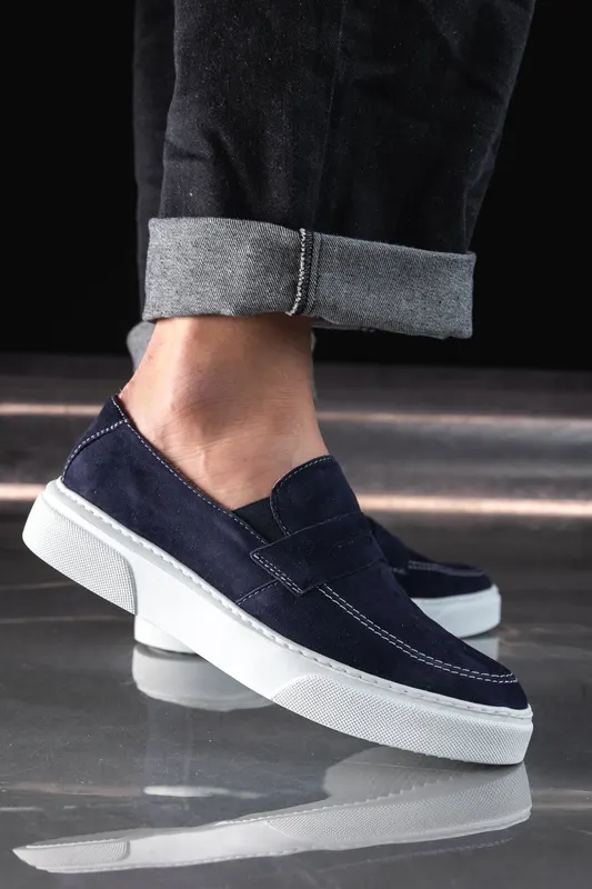 Mocasini Barbati din Piele Albastri cu Talpa Sport - Brew BLU
