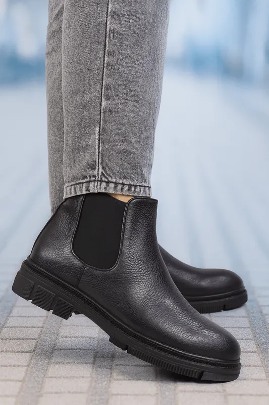 Ghete Casual Barbati din Piele Negru - VENTO