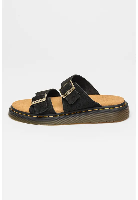 Papuci unisex de piele intoarsa cu catarama Josef - Galben