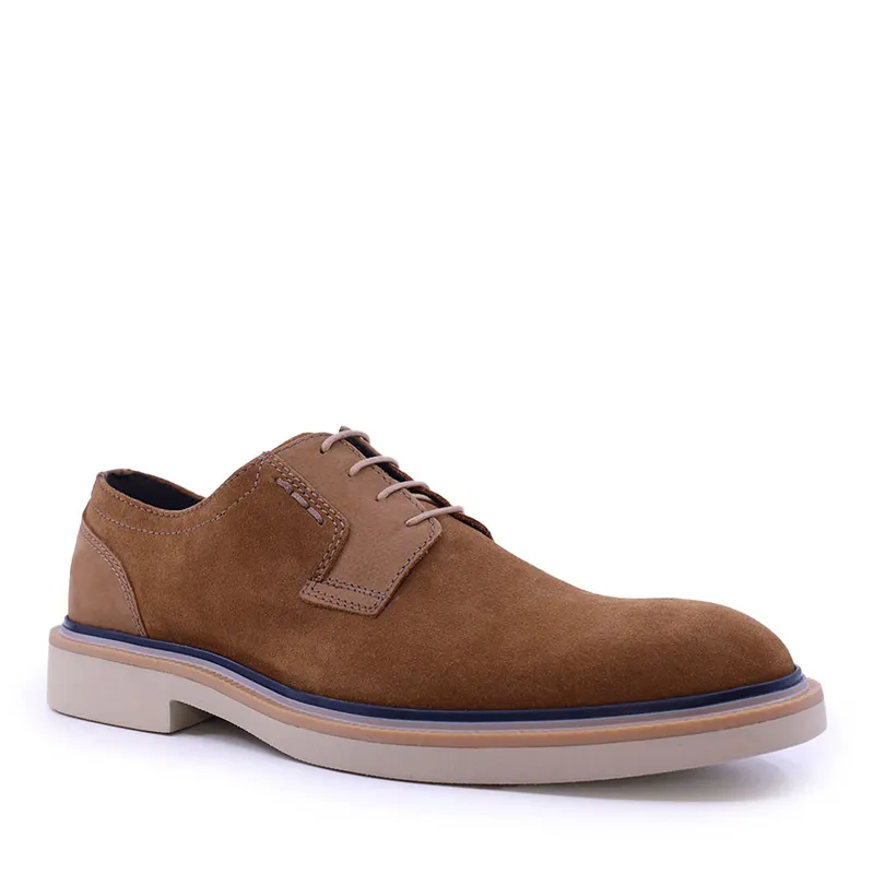 Pantofi derby bărbați Luca di Gioia cognac din piele întoarsă 719BP4050VCO — imaginea 2