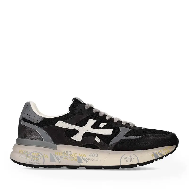 Sneakers bărbați Premiata Mick negri din piele întoarsă și textil 1691BP8119N