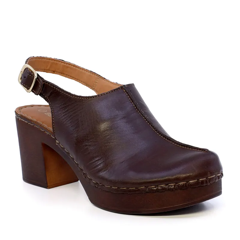 Sandale cu toc femei maro din piele 511DD3622M — imaginea 2