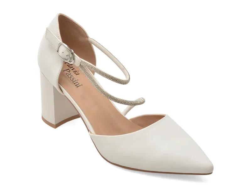 Pantofi eleganti FLAVIA PASSINI albi, V1822, din piele naturala