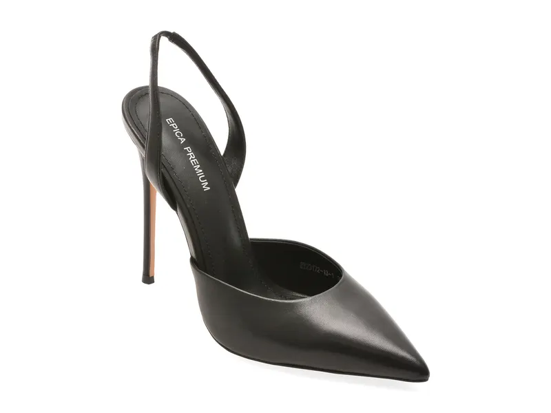 Pantofi eleganti EPICA PREMIUM negri, 2317213, din piele naturala