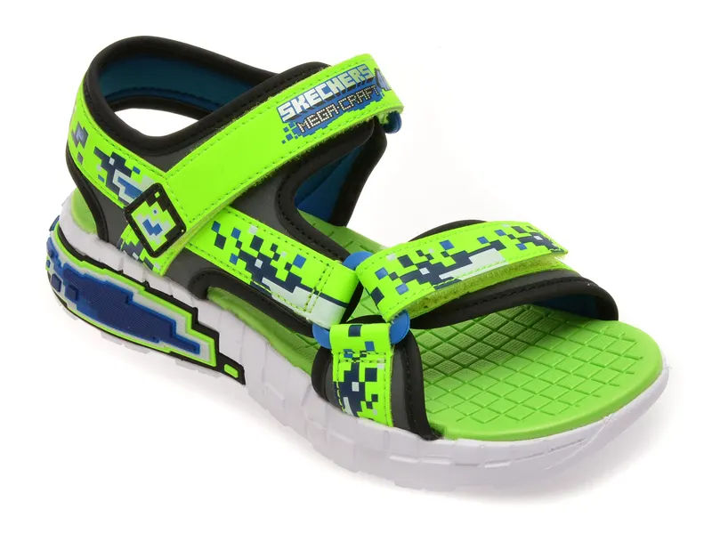 Sandale SKECHERS verzi, MEGA-SPLASH 4K, din piele ecologica