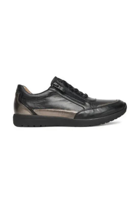 Tenisi dama - piele naturala - negru - Negru/Maro