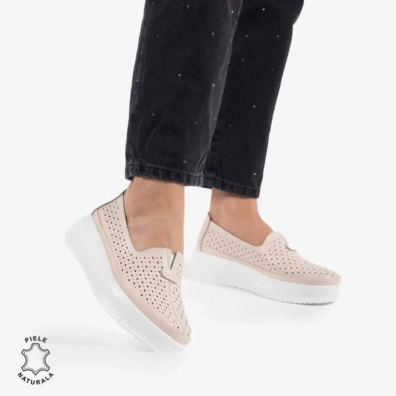 BALERINI dama din Piele Naturala CRL0861 ROZ