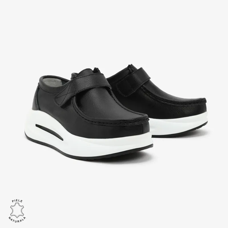 Pantofi Casual de dama din Piele Naturala CRL0570 NEGRU
