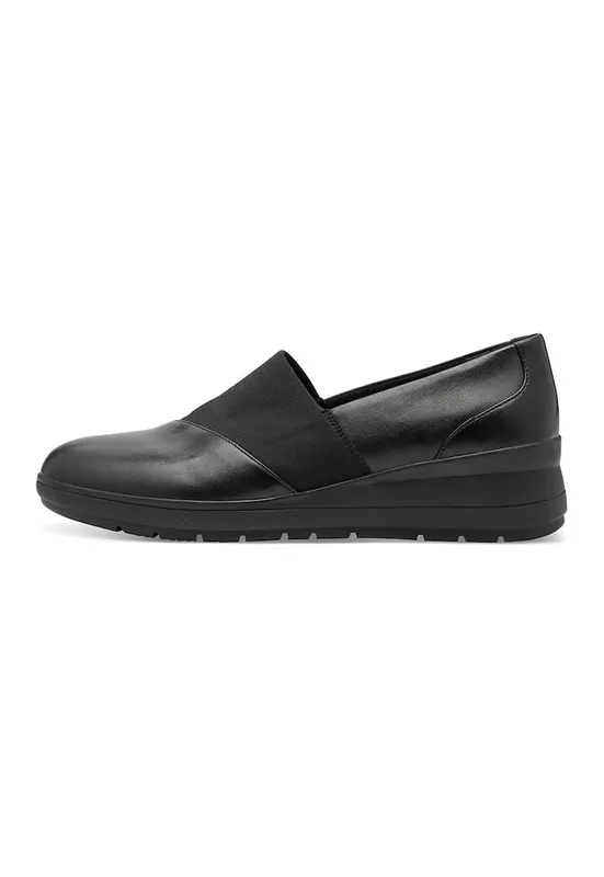 Pantofi loafer wedge de piele ecologica - Negru