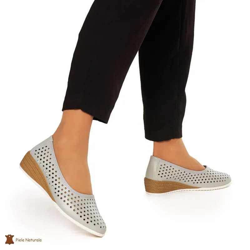 Balerini Dama Piele Naturala Slip-on CRL0075 GRI