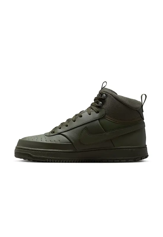 Pantofi sport mid-high cu insertii de piele Court Vision Mid WNTR - Kaki inchis